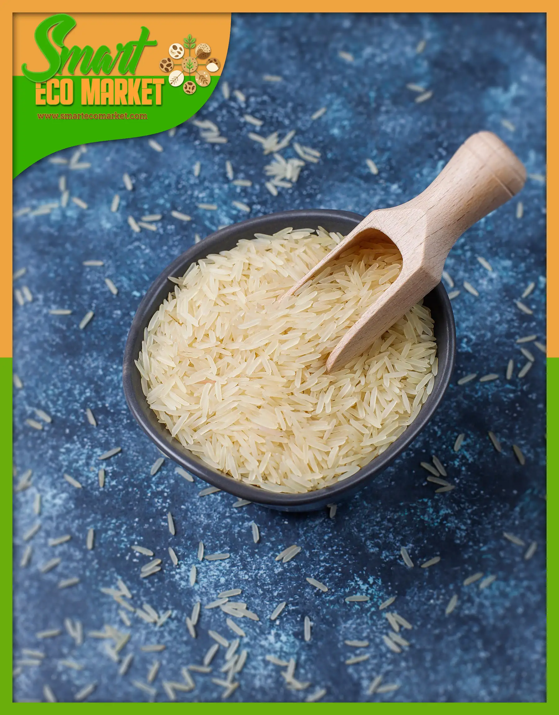 Recipiente con Arroz Basmati. Recipiente con Arroz Basmati.