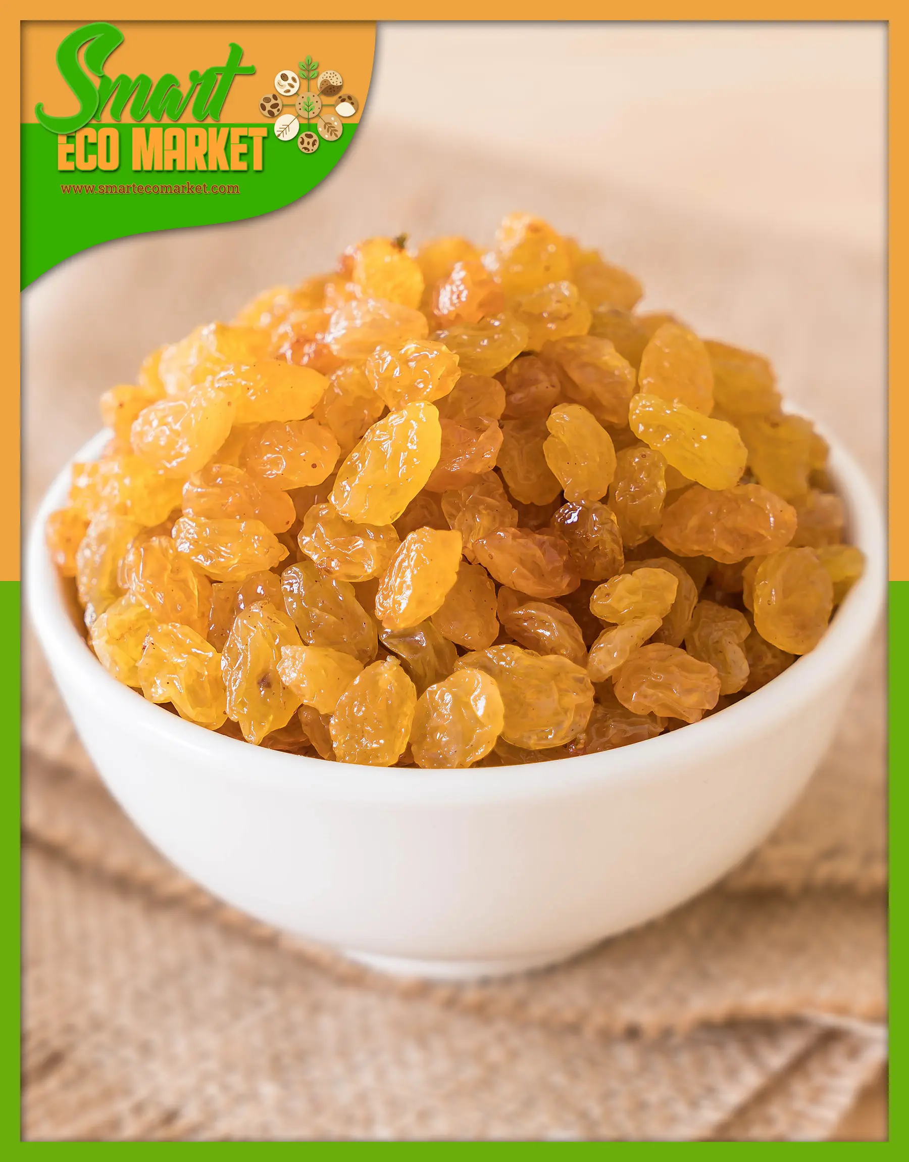 Recipiente con Pasas de Uva Rubias Clásicas. Recipiente con Pasas de Uva Rubias Clásicas.