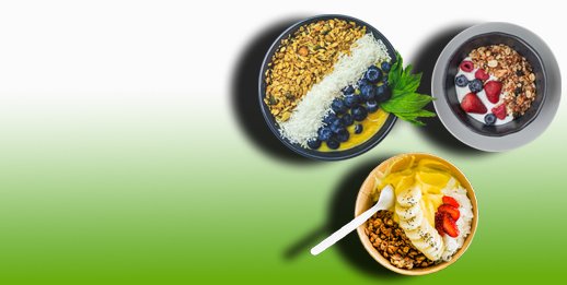 Platos con variedad de Granolas.