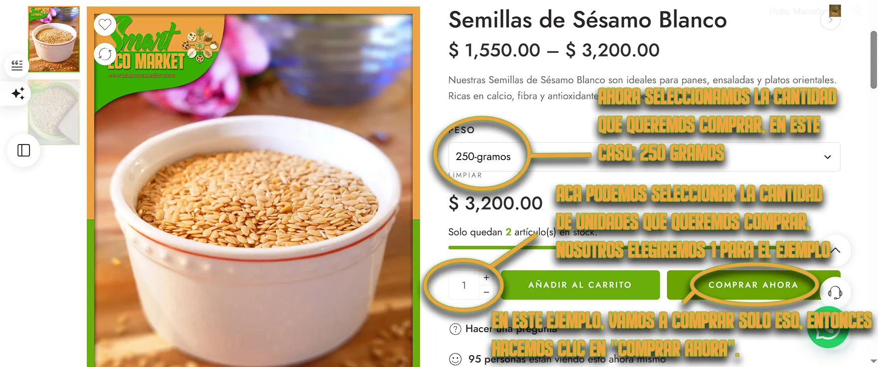 Segundo paso sobre cómo comprar en nuestra tienda online Smart Eco Market.